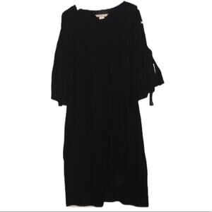 H&M little black dress cold shoulder ties 6